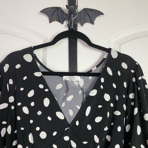 Vintage Inspired Black and White Polkadot Blouse Feminine Rockabilly NWT 2X - Picture 3 of 9